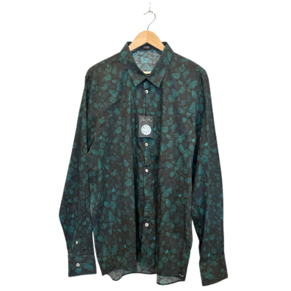 Good Man Brand Men's Teal & Black Patterned Casual Button Down Shirt Size XXL - Picture 1 of 7